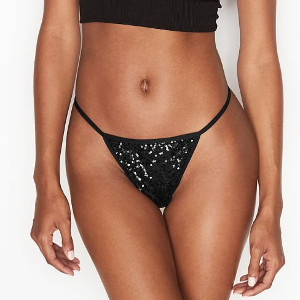 Victorias Secret V-STRING Embroidered SEQUIN Panty